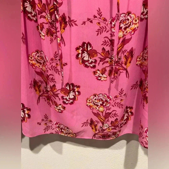 J CREW Drapey tie-neck ruffle top in marigold bouquets / Size Medium / - Picture 6 of 11